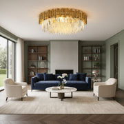 Candelabru Cristal Aplicat Rotund Golden Tubes Luxury 80CM