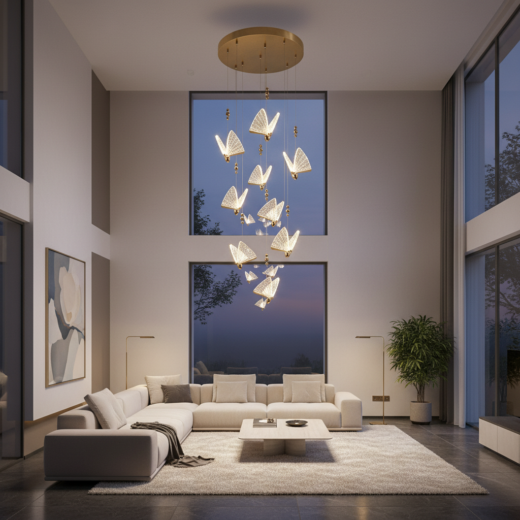 Lustra LED Luxury 9 Golden Butterflies