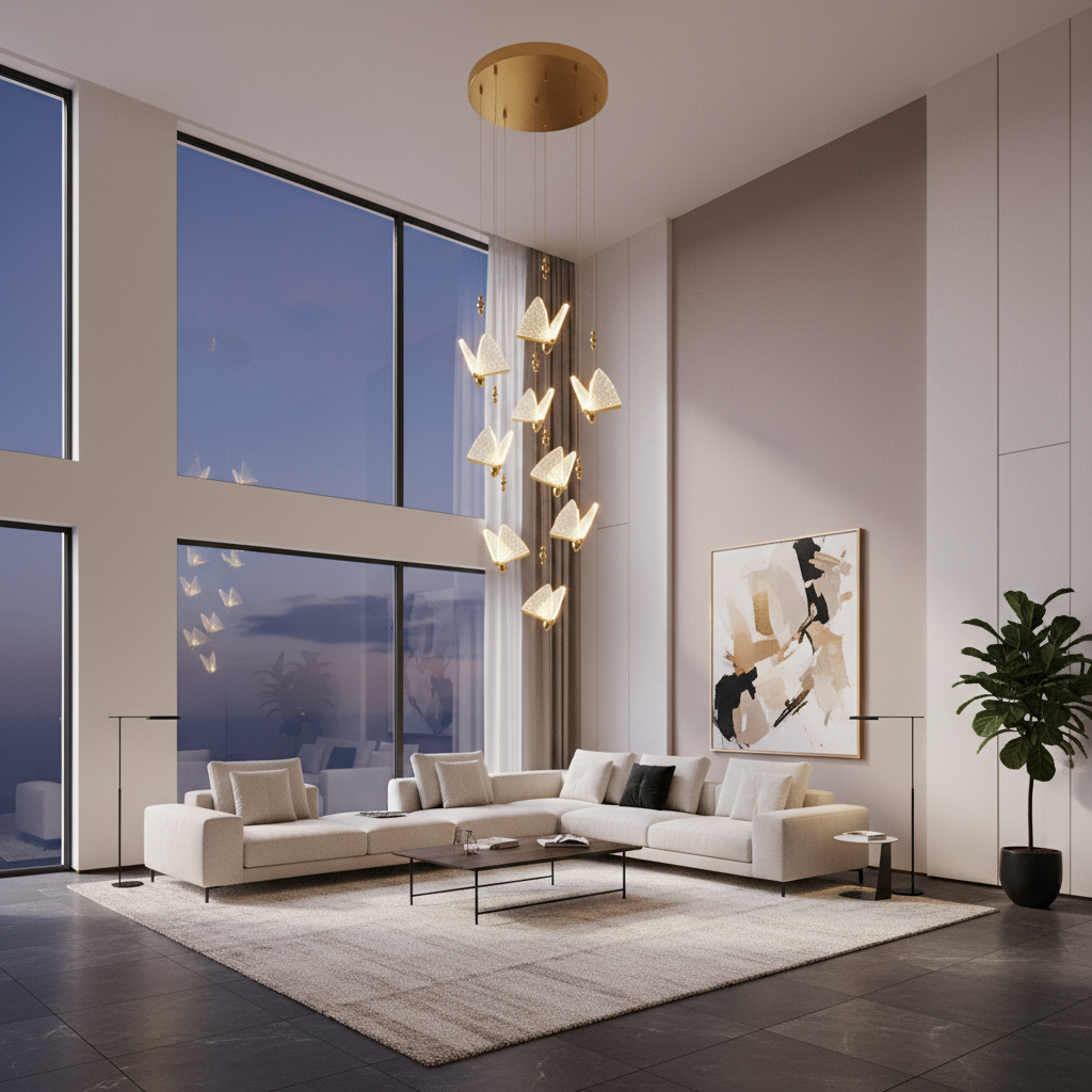 Lustra LED Luxury 9 Golden Butterflies