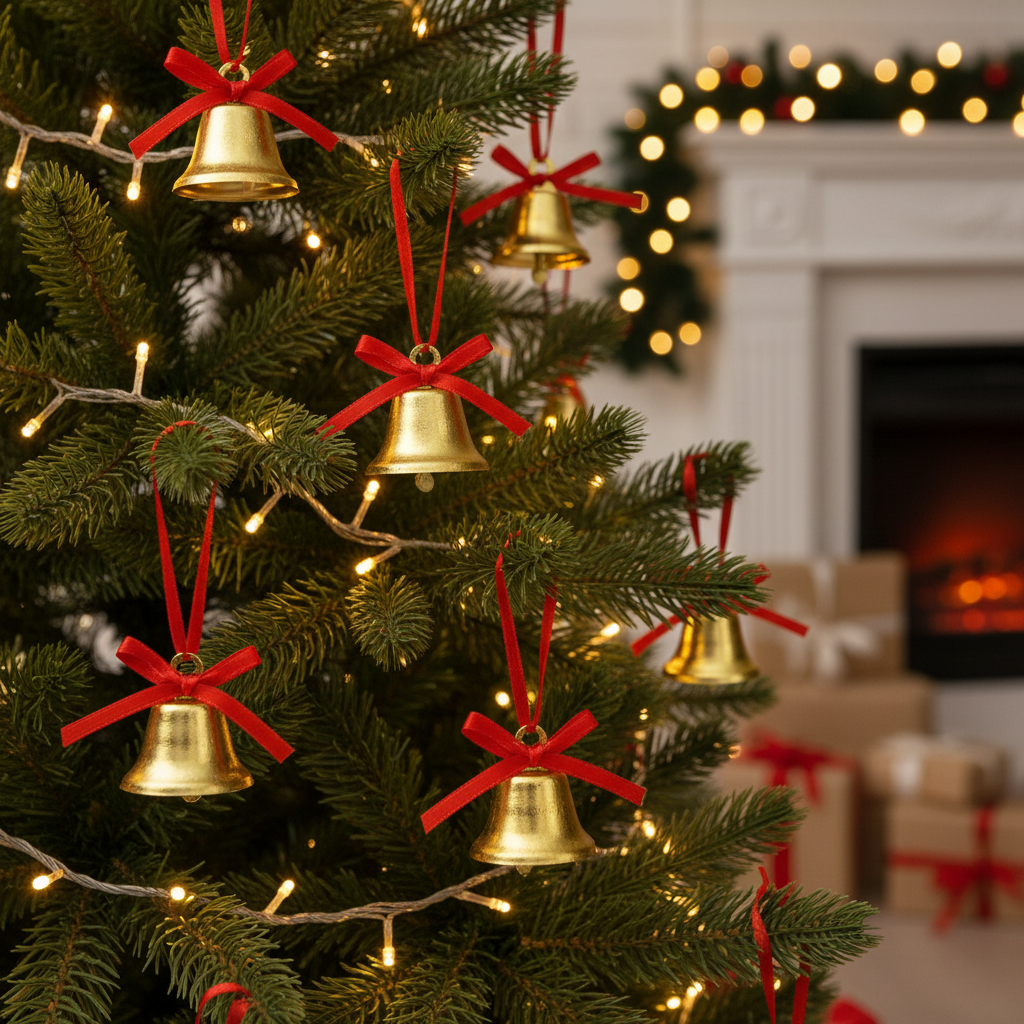 Set 12 Clopotei Aurii Pentru Impodobit Bradul