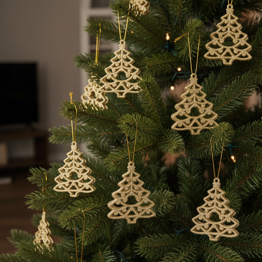 Set 6 Decoratiuni Tip Bradut Pentru Impodobit Bradul