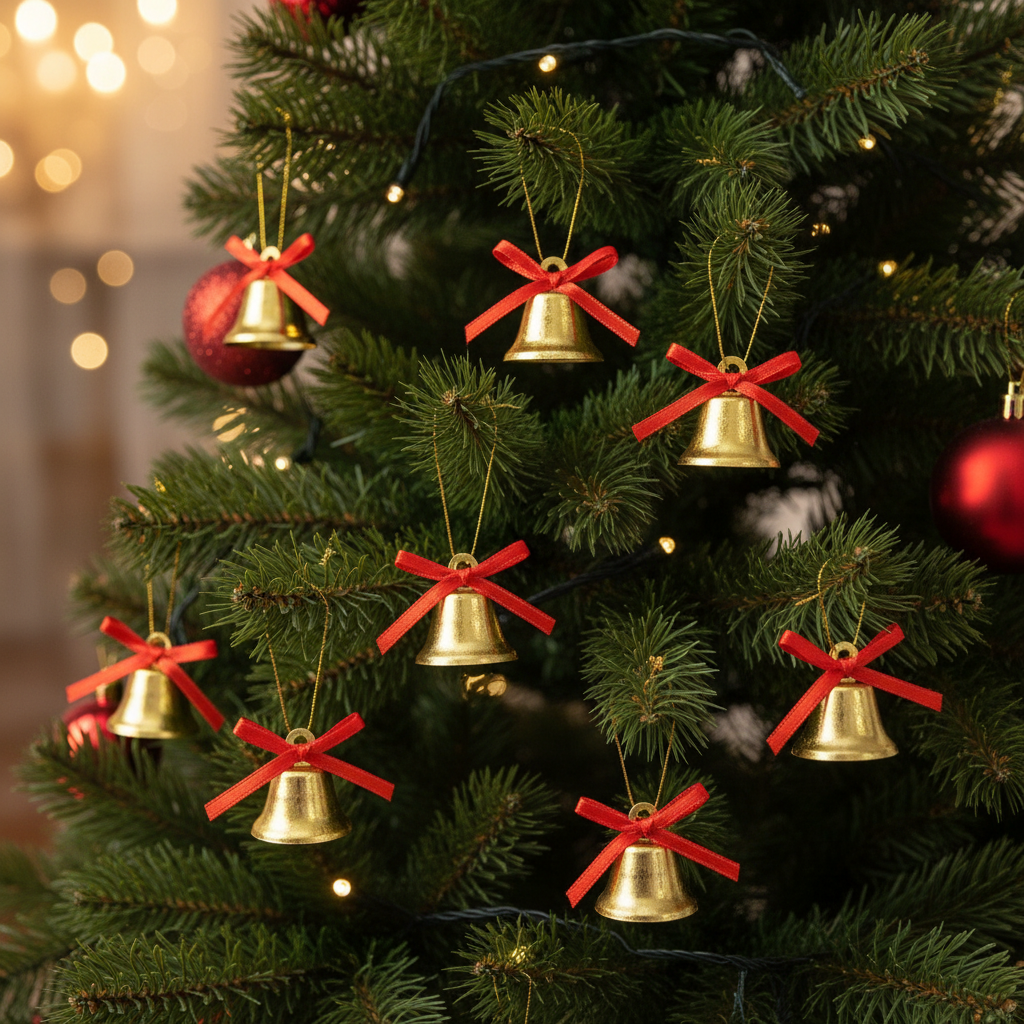 Set 12 Clopotei Aurii Pentru Impodobit Bradul