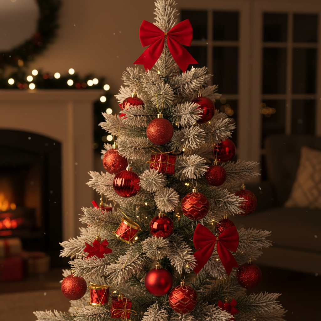 Set 24 Decoratiuni Rosii Pentru Impodobit Bradul