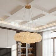 Lustra LED Suspendata Cristal ENZO Golden Sponge Echivalent 600W