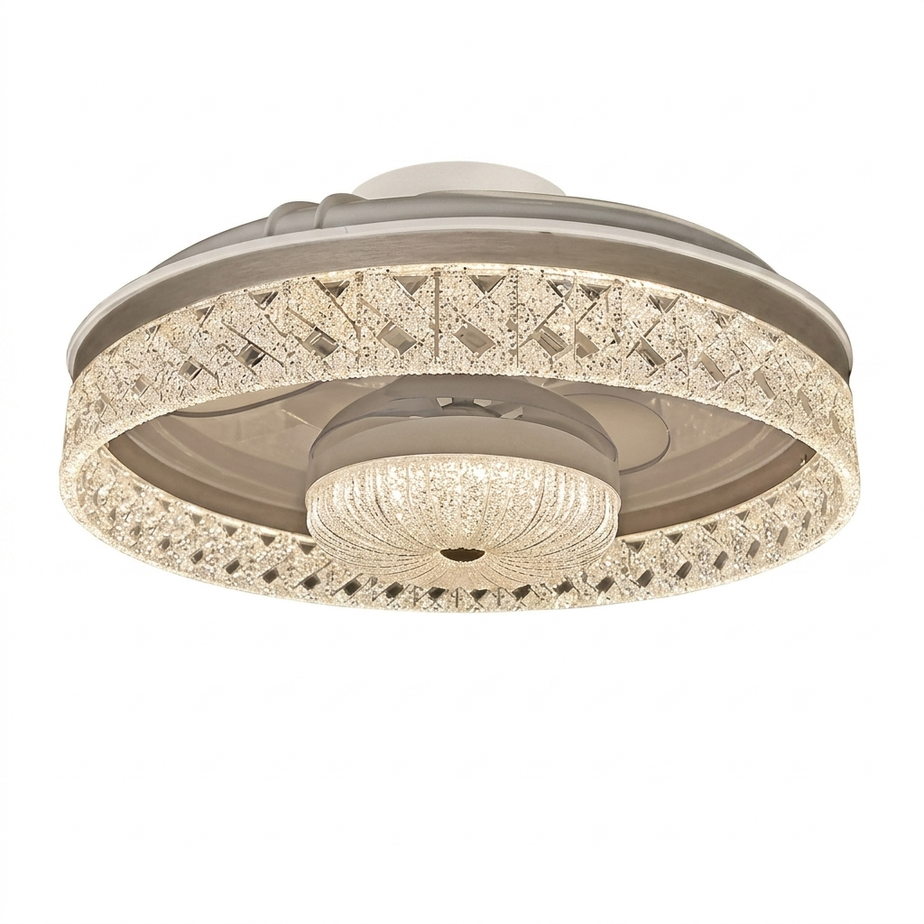 Lustra LED KEVO White cu Ventilator Ø50CM Echivalent 400W Telecomanda