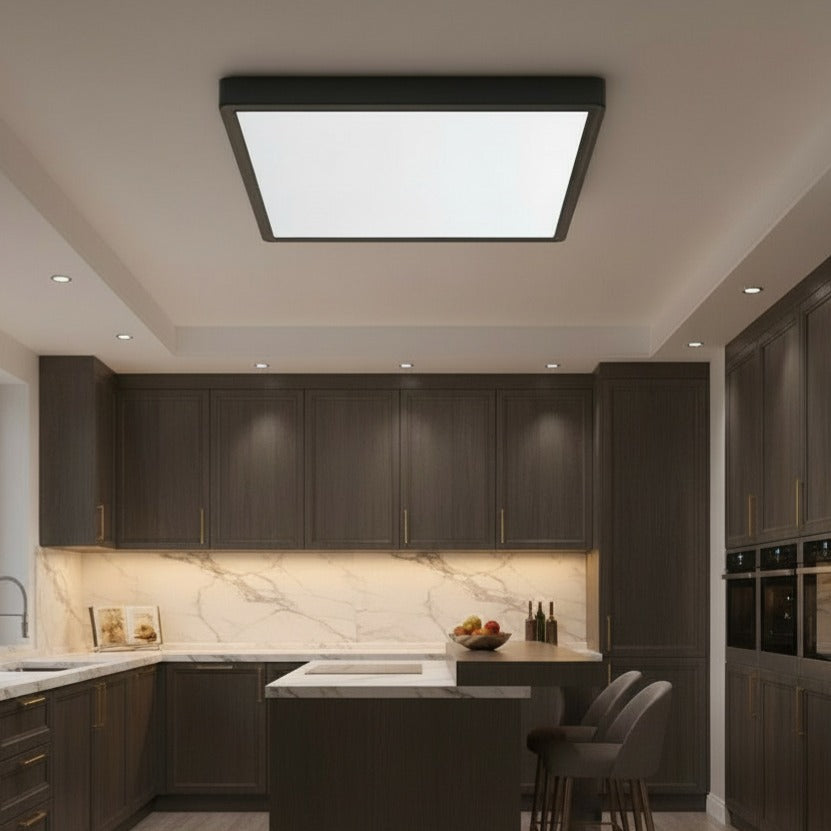 Plafoniera LED Zetta 40x40CM Neagra IP40 3 Lumini Echivalent 250W