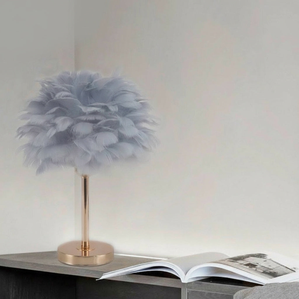 Veioza Neoclasica Nordic Style Feather Albastru Cenusiu