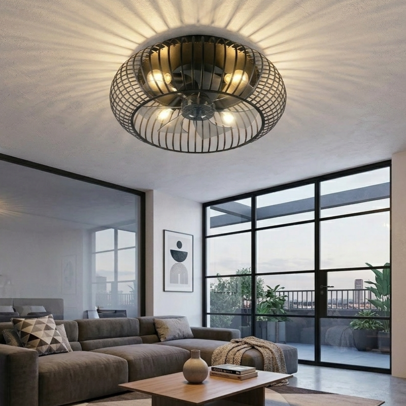 Lustra Johanna Black cu Ventilator si Telecomanda Premium Germany