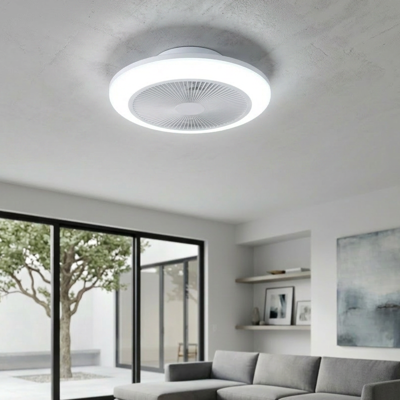 Lustra LED RGB Holmsund White cu Ventilator si Telecomanda Premium Germany