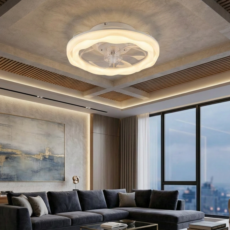 Lustra LED Skaulo White cu Ventilator si Telecomanda Premium Germany