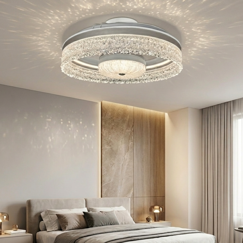 Lustra LED VEKO White cu Ventilator Ø50CM Echivalent 400W Telecomanda