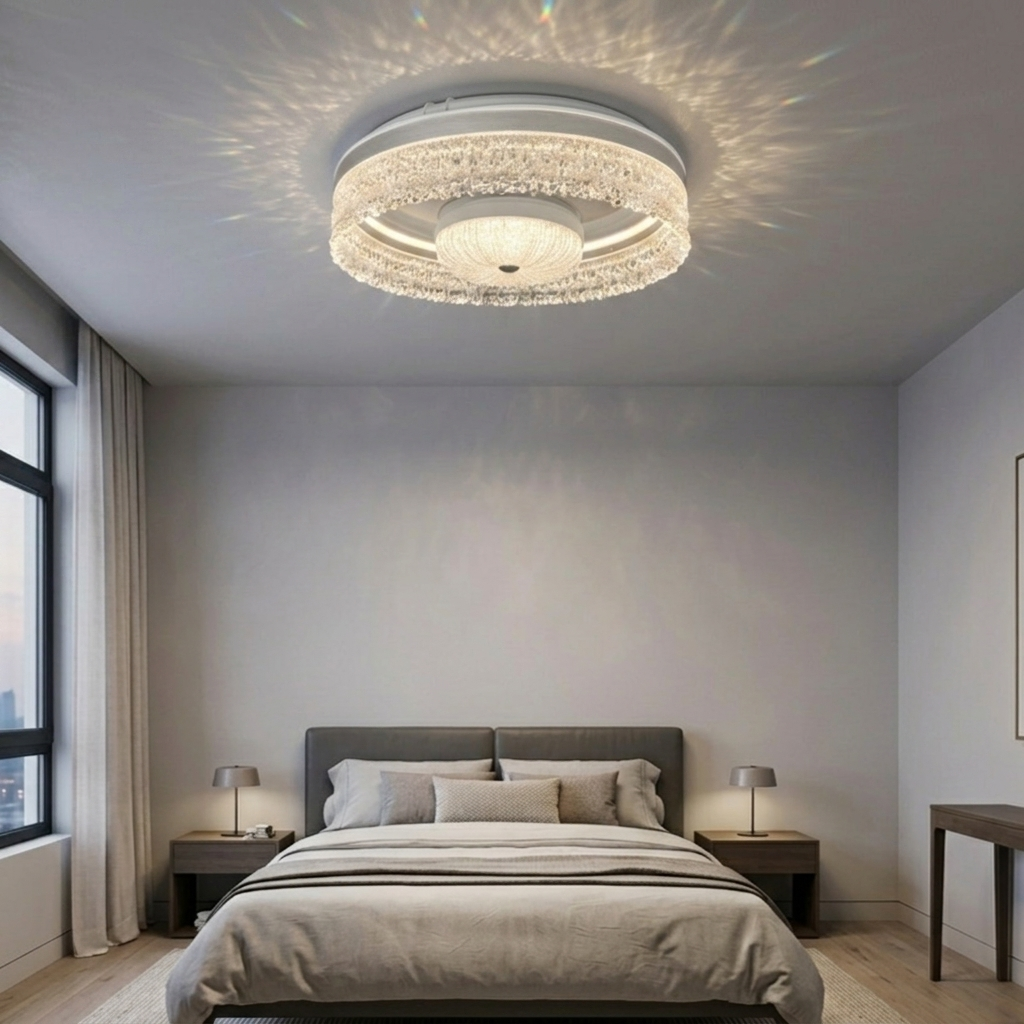 Lustra LED VEKO White cu Ventilator Ø50CM Echivalent 400W Telecomanda