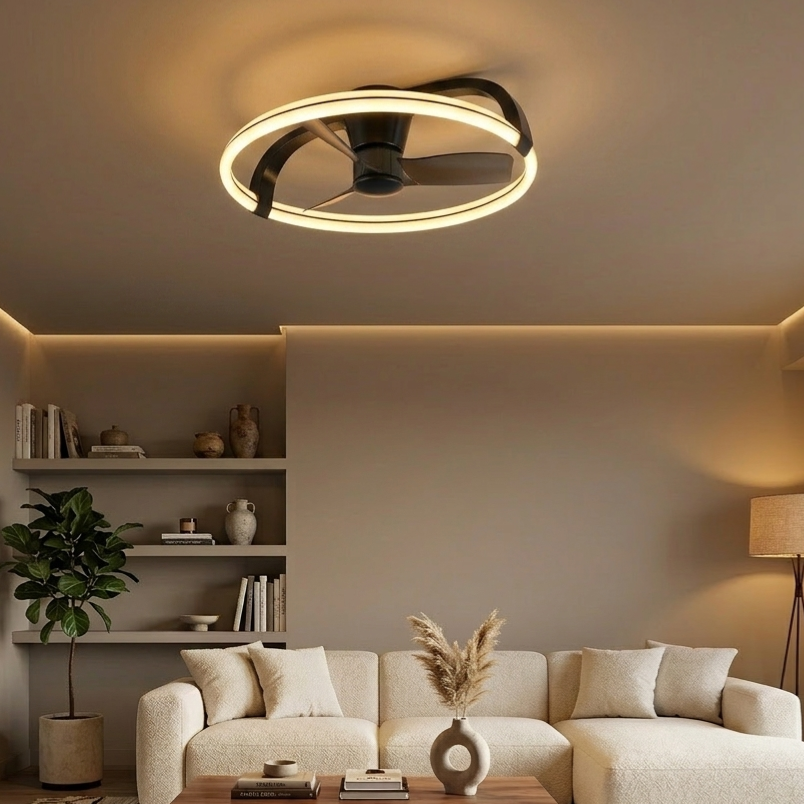 Lustra LED Stockholm Black cu Ventilator si Telecomanda Premium Germany