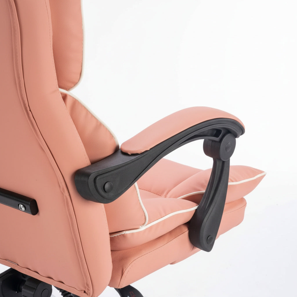 Scaun de Birou Reglabil Roz WF-807 cu Suport Picioare | Piele Ecologica