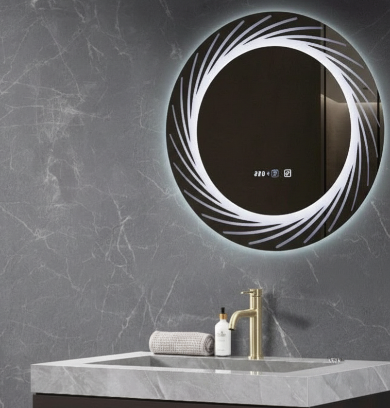 Oglinda LED VIONNA Rotunda 60CM Functie Dezaburire, Ceas, Touch, 3 Lumini