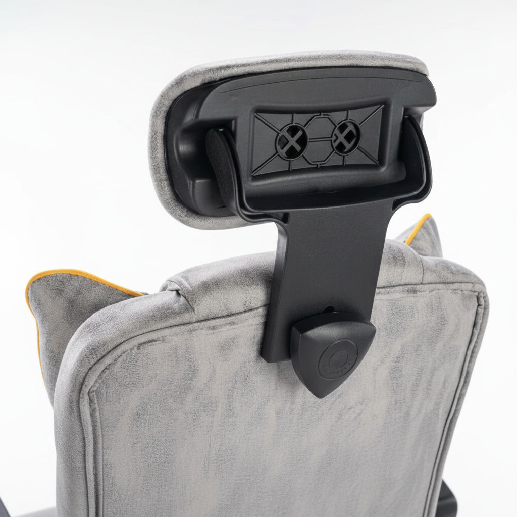 Scaun de Birou Reglabil Gri Deschis WF-807 cu Suport Picioare | Piele Ecologica