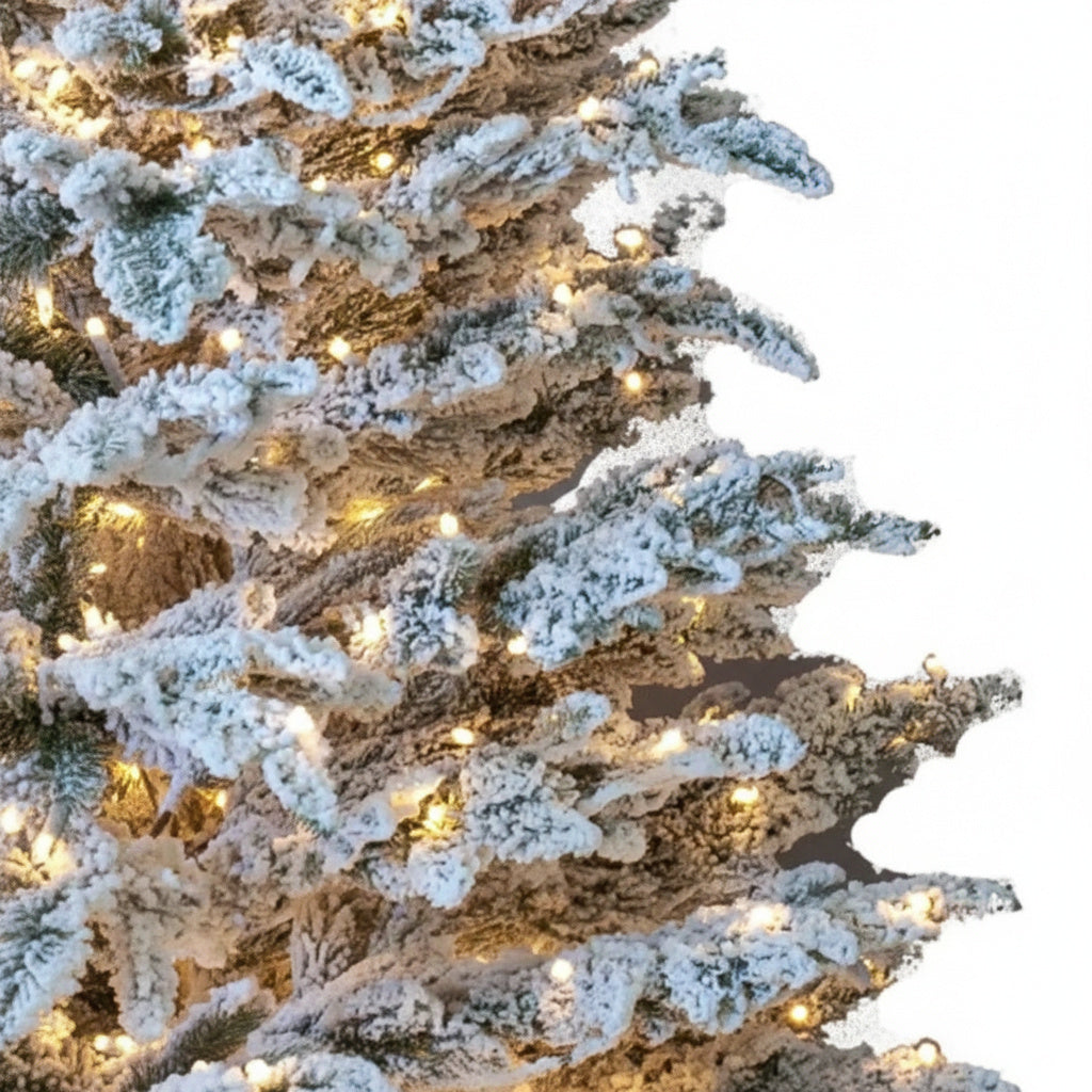 Brad Artificial de Craciun 3D Pre-Lit Naturel Snow cu LED-uri Calde