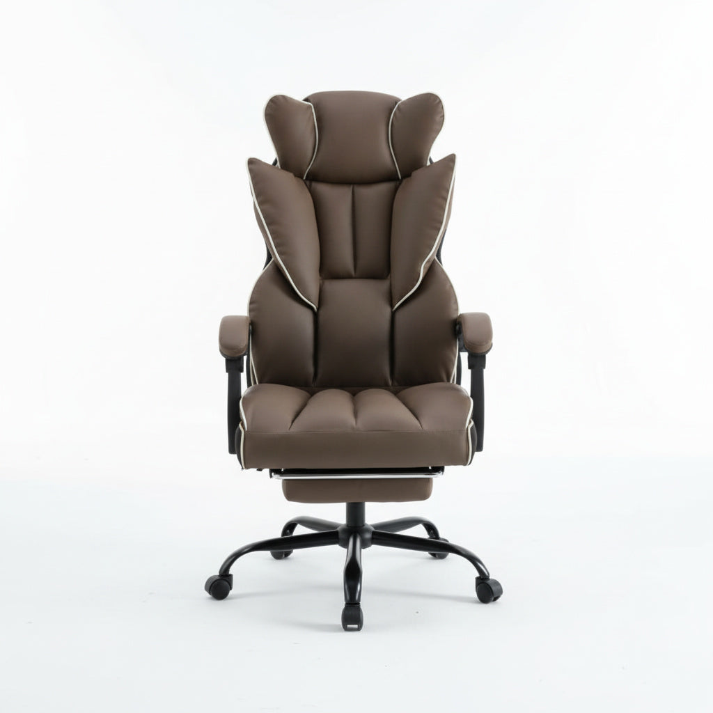 Scaun de Birou Reglabil Maro WF-807B cu Suport Picioare | Piele Ecologica