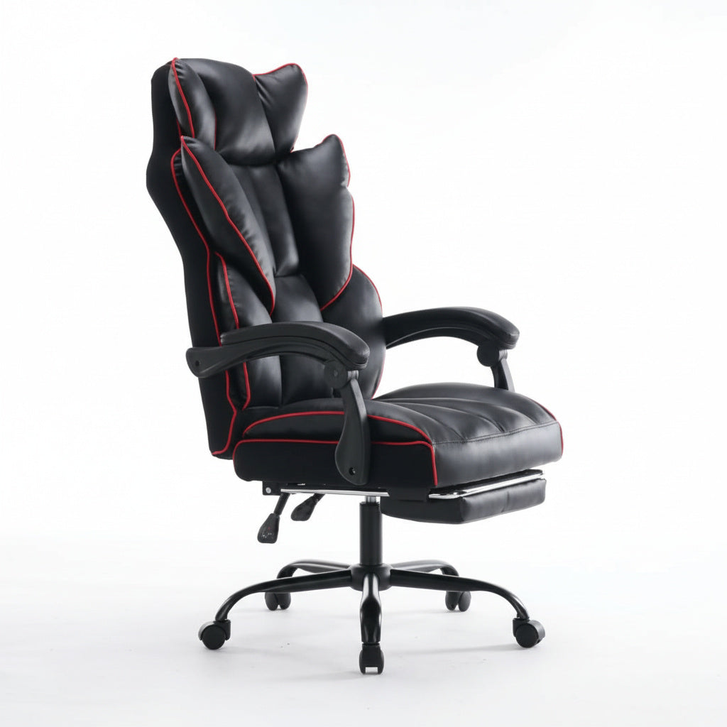 Scaun de Birou Reglabil Negru WF-807B cu Suport Picioare | Piele Ecologica