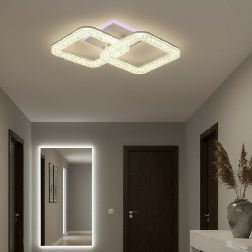 Lustra LED Sparkle 2 Squares RGB Echivalent 250W Telecomanda