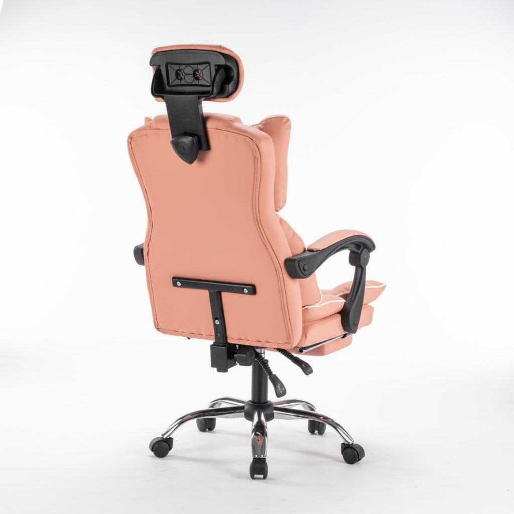 Scaun de Birou Reglabil Roz WF-807 cu Suport Picioare | Piele Ecologica