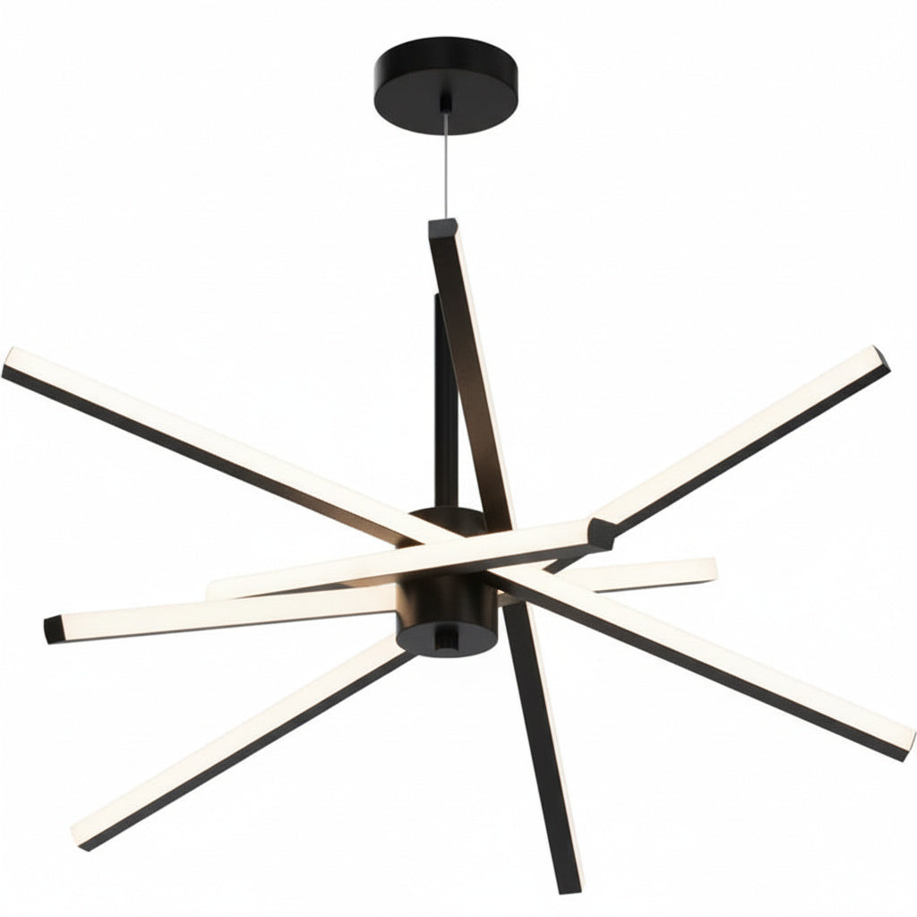 Lustra LED Geometric Black LINES Suspendata Echivalent 400W Telecomanda