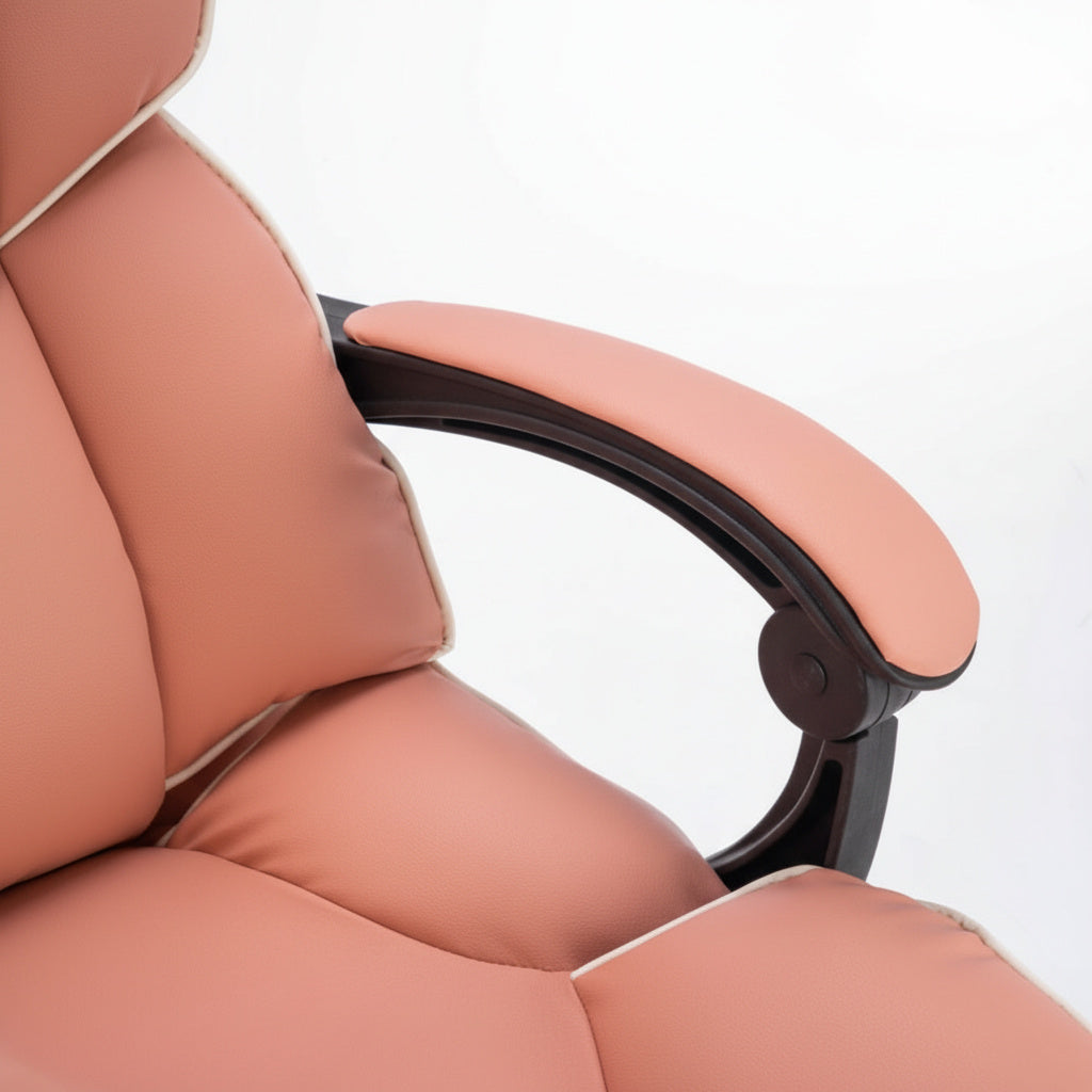 Scaun de Birou Reglabil Roz WF-807 cu Suport Picioare | Piele Ecologica