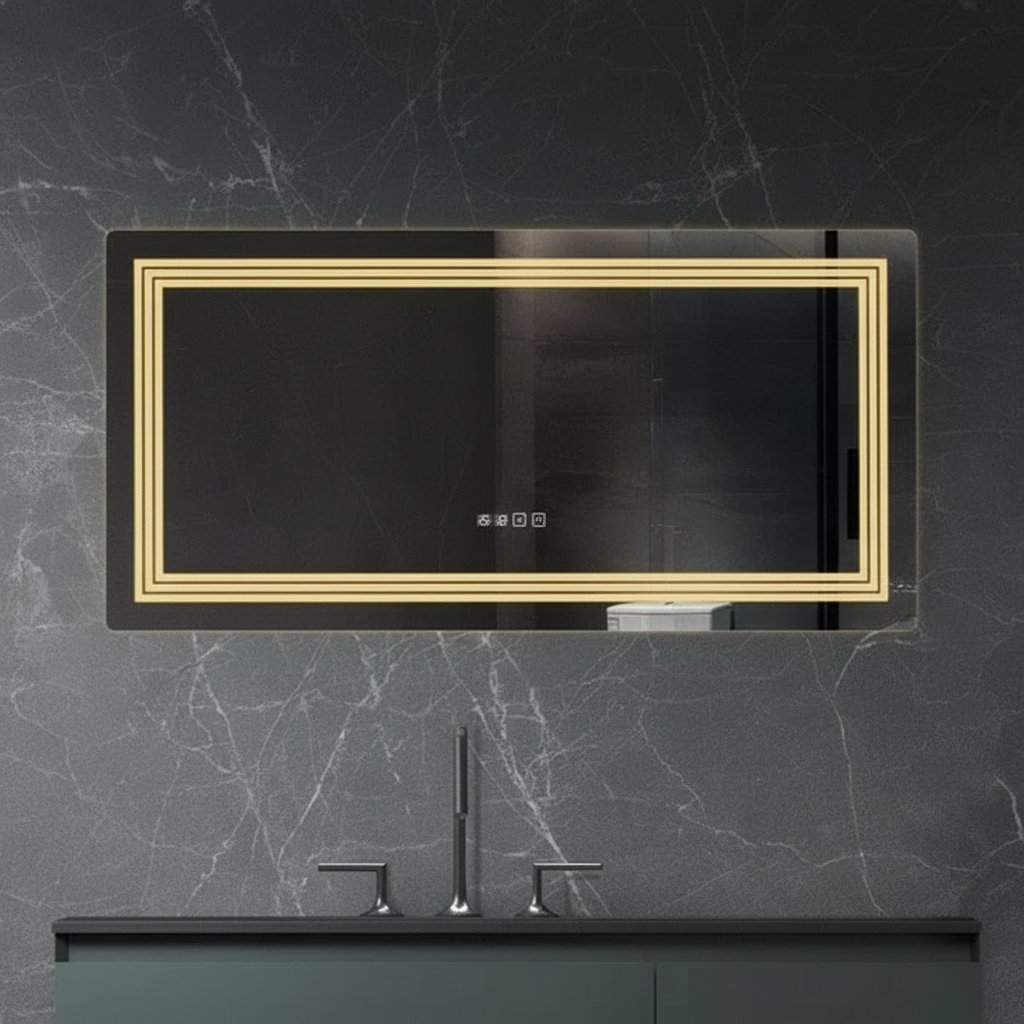 Oglinda LED CRESCA 120x60CM Functie Dezaburire, Ceas, Touch, 3 Lumini