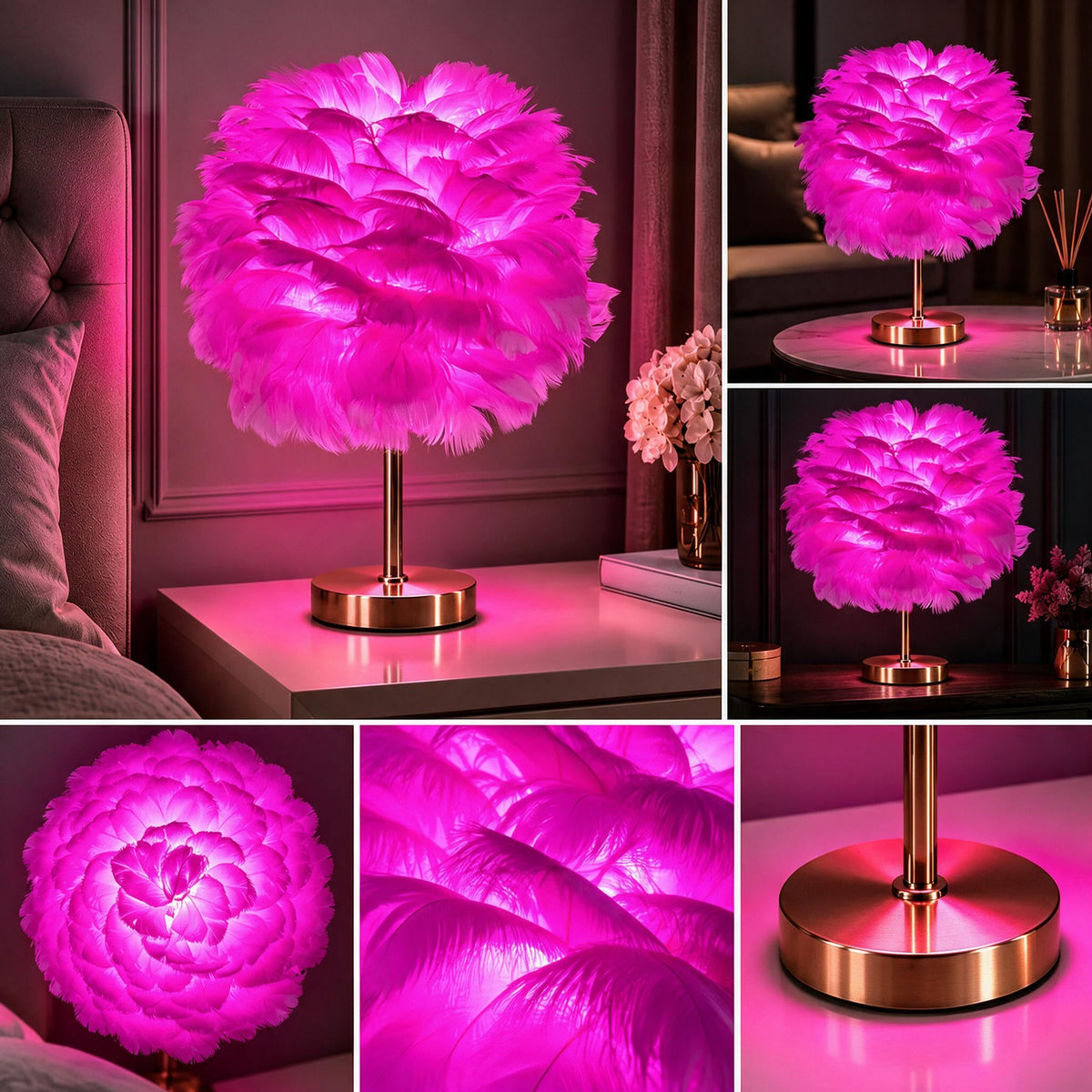 Veioza Neoclasica Nordic Style Feather Pink
