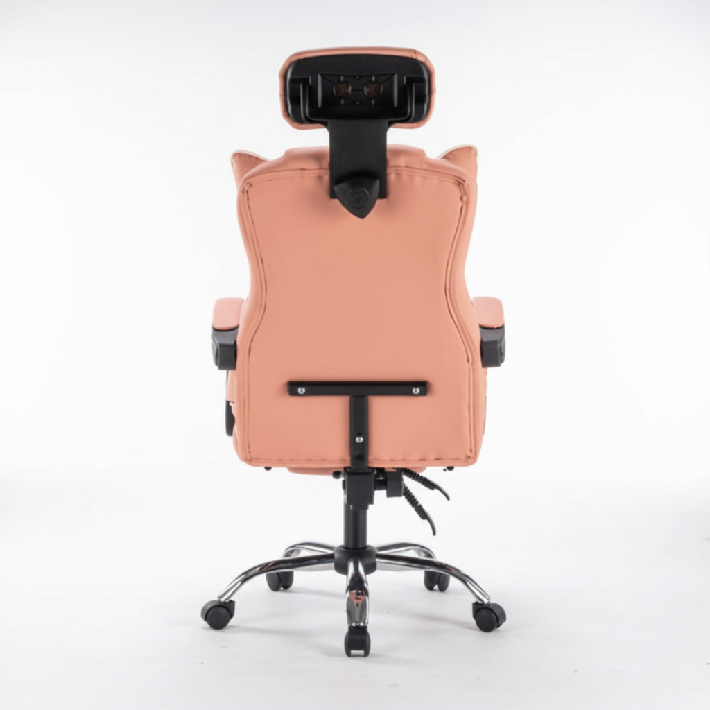 Scaun de Birou Reglabil Roz WF-807 cu Suport Picioare | Piele Ecologica