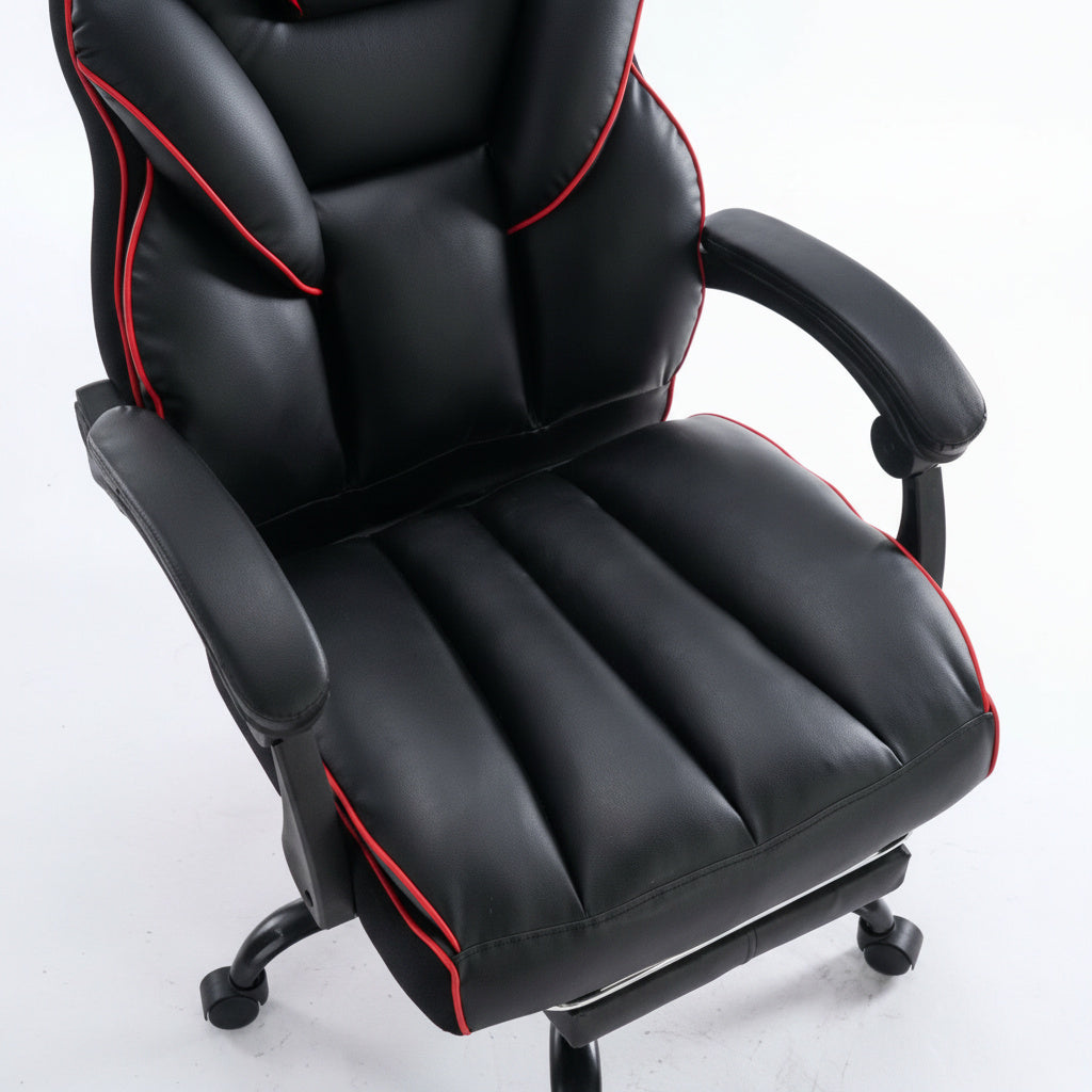 Scaun de Birou Reglabil Negru WF-807B cu Suport Picioare | Piele Ecologica