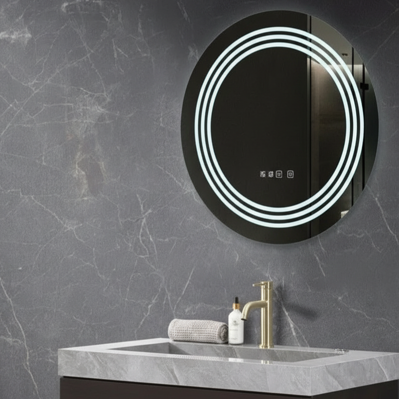 Oglinda LED CRESCA 60CM Functie Dezaburire, Ceas, Touch, 3 Lumini