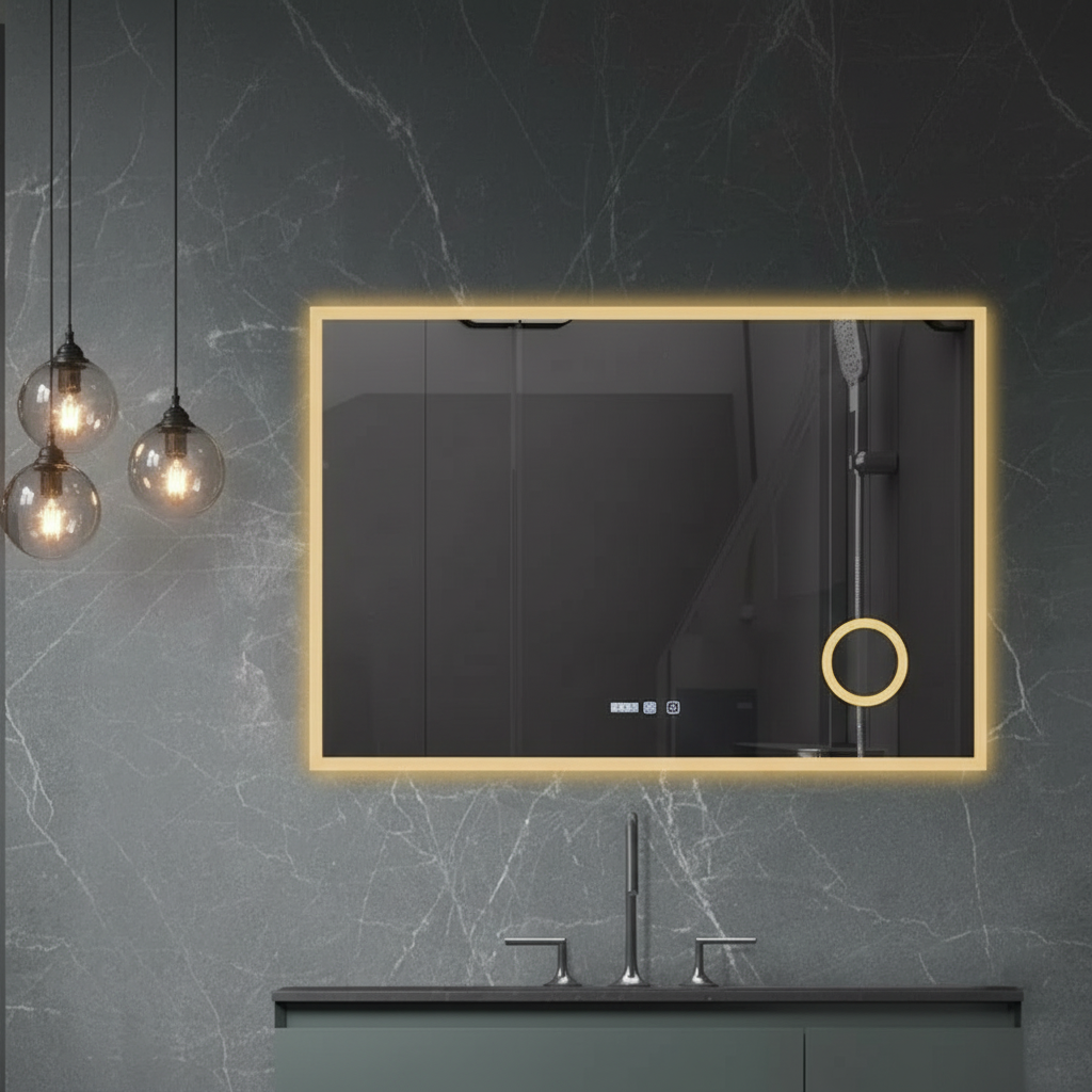 Oglinda LED VIONNA 120x80CM Functie Dezaburire, Ceas, Touch, Lupa, 3 Lumini