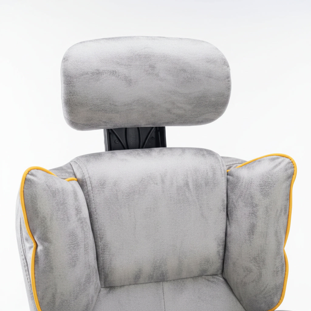 Scaun de Birou Reglabil Gri Deschis WF-807 cu Suport Picioare | Piele Ecologica