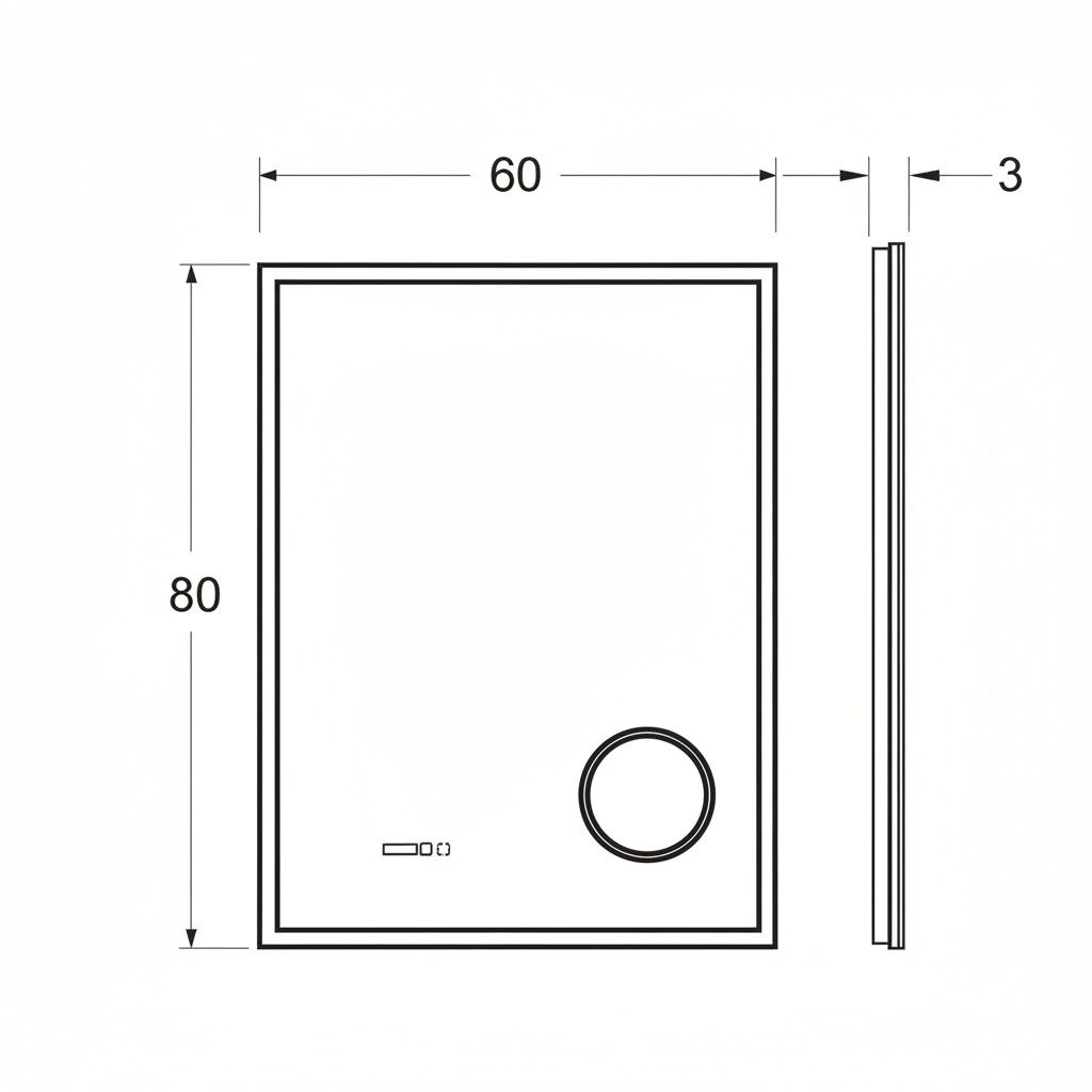 Oglinda LED VIONNA 60x80CM Functie Dezaburire, Ceas, Touch, Lupa, 3 Lumini
