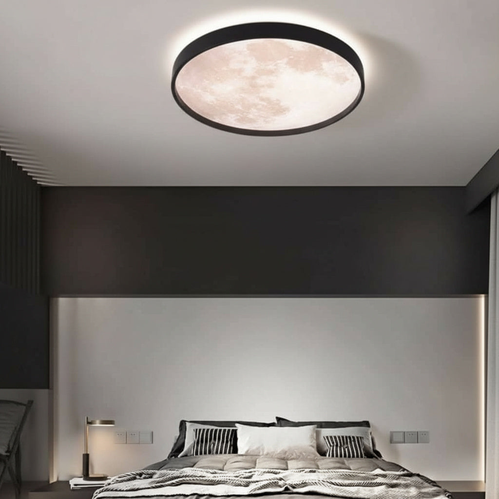 Plafoniera LED Maxi MOON Neagra 48cm Echivalent 400W