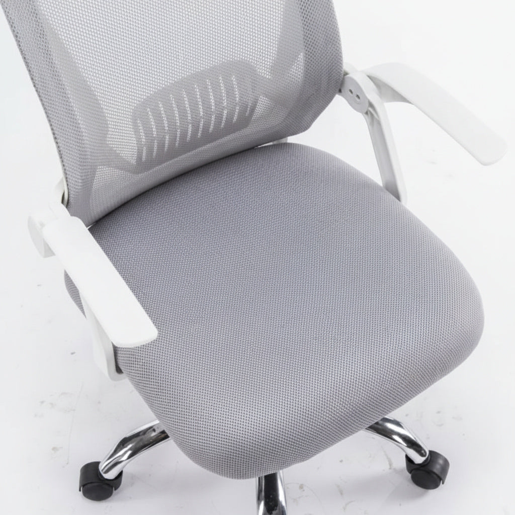 Scaun de Birou Reglabil BOC-101 Alb-Gri
