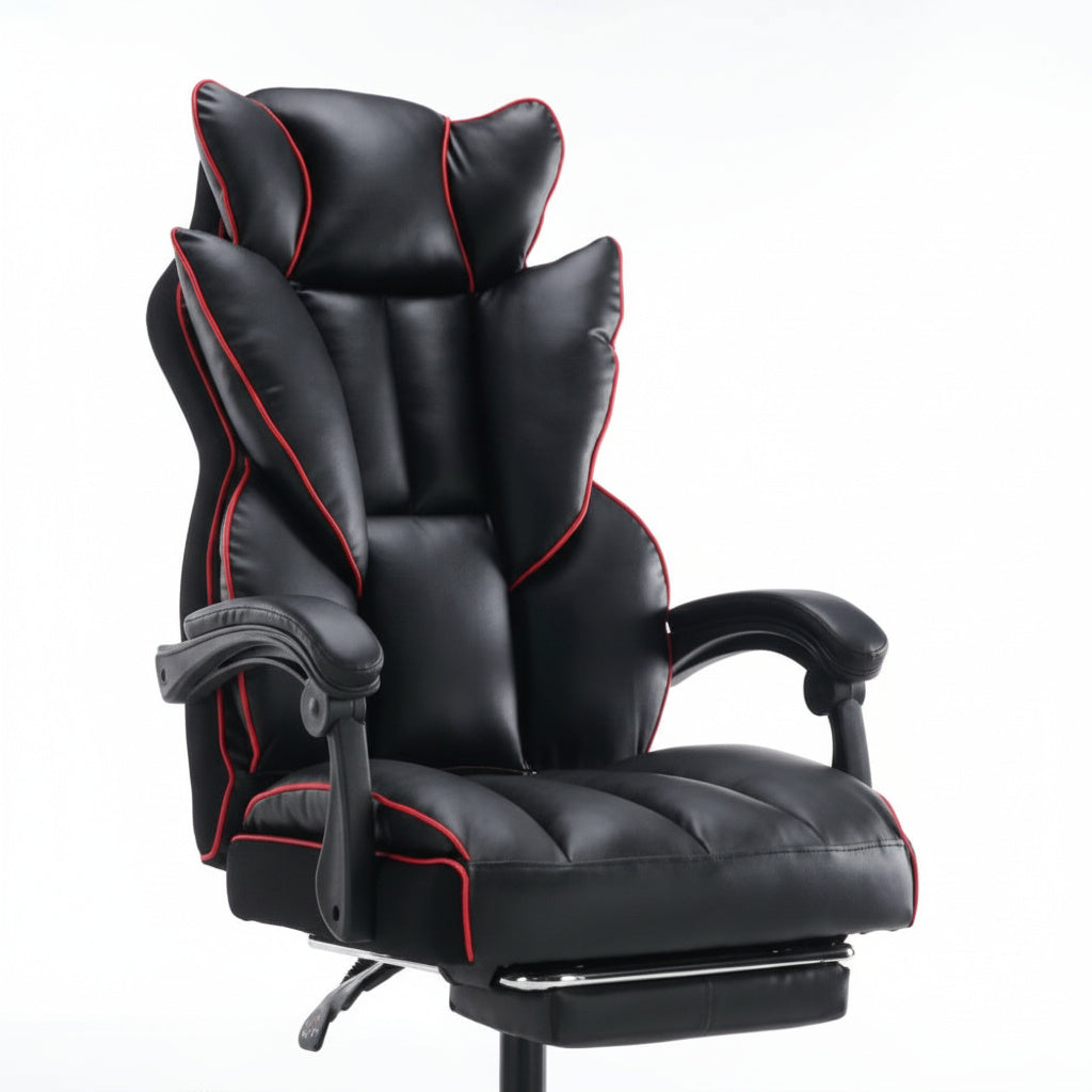 Scaun de Birou Reglabil Negru WF-807B cu Suport Picioare | Piele Ecologica