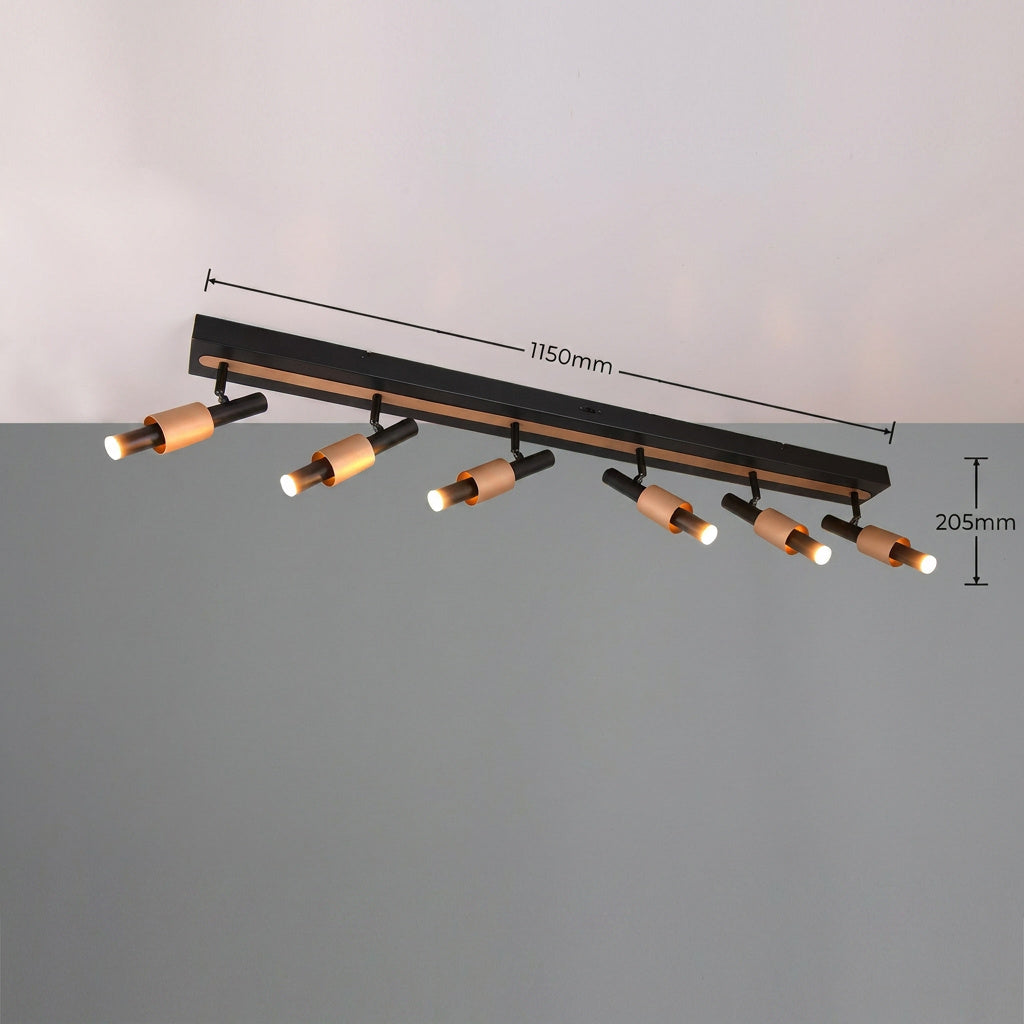 Lustra LED Premium IKARIS Black & Gold cu 6 Spoturi Reglabile