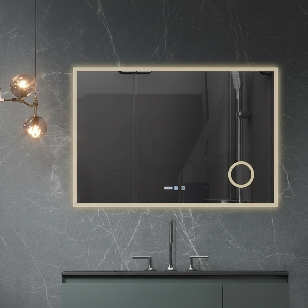 Oglinda LED VIONNA 120x80CM Functie Dezaburire, Ceas, Touch, Lupa, 3 Lumini