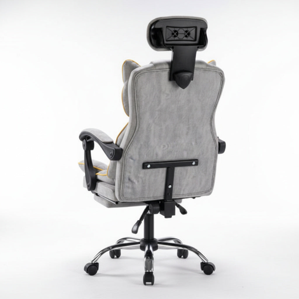 Scaun de Birou Reglabil Gri Deschis WF-807 cu Suport Picioare | Piele Ecologica