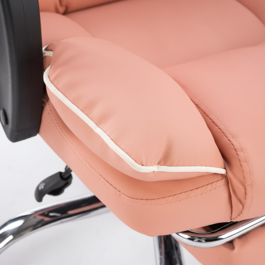 Scaun de Birou Reglabil Roz WF-807 cu Suport Picioare | Piele Ecologica