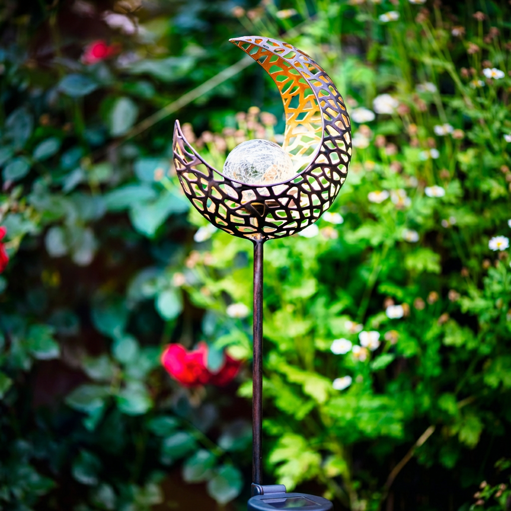 Stalp de Gradina SOALR Black & Gold cu Incarcare Solara 70CM Premium