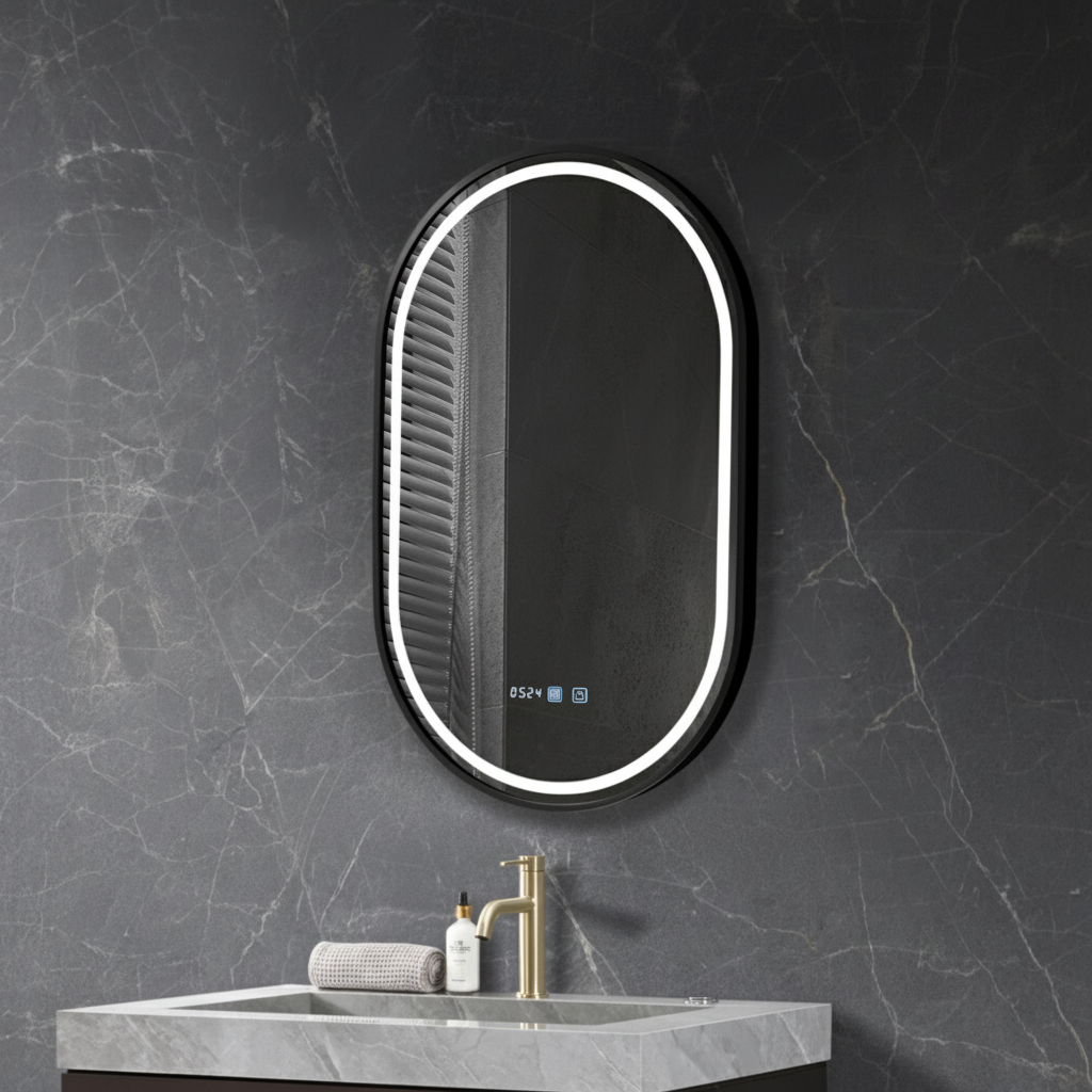 Oglinda LED FIGRO 50x80CM Functie Dezaburire, Ceas, Touch, 3 Lumini