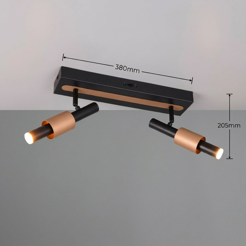 Lustra LED Premium IKARIS Black & Gold cu 2 Spoturi Reglabile