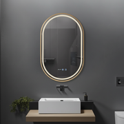 Oglinda LED RIVEN 50x80CM 3 Lumini, Functie Dezaburire, Ceas, Touch