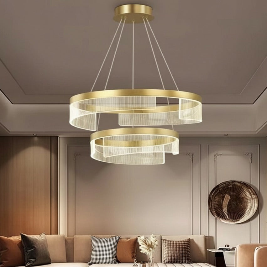 Lustra LED Mini KYZO Royal Gold 2 Segmente Echivalent 600W Telecomanda