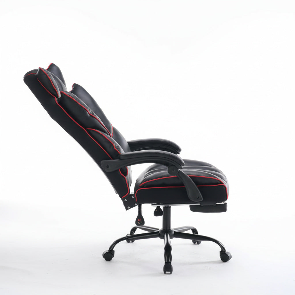 Scaun de Birou Reglabil Negru WF-807B cu Suport Picioare | Piele Ecologica