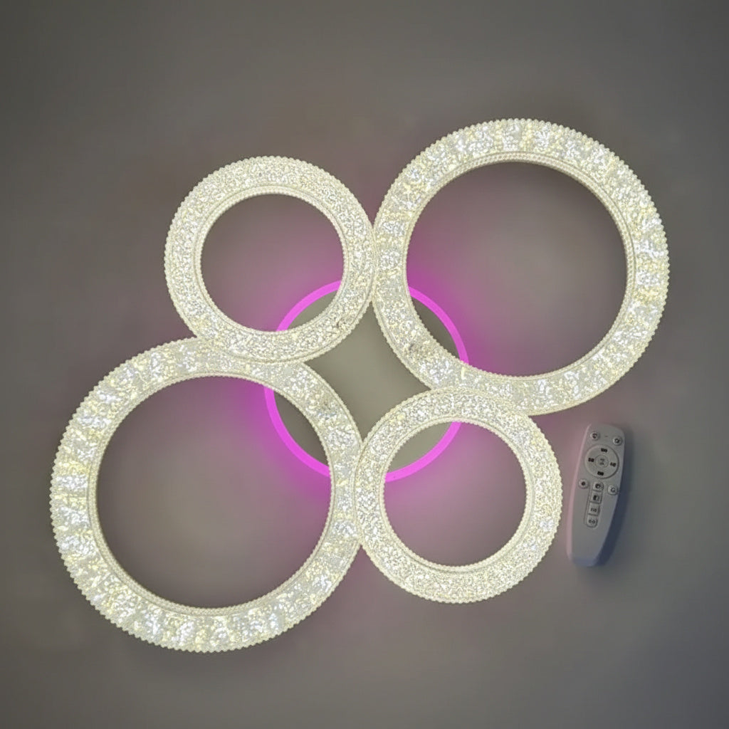 Lustra LED Sparkle 4 Circles RGB Echivalent 400W Telecomanda