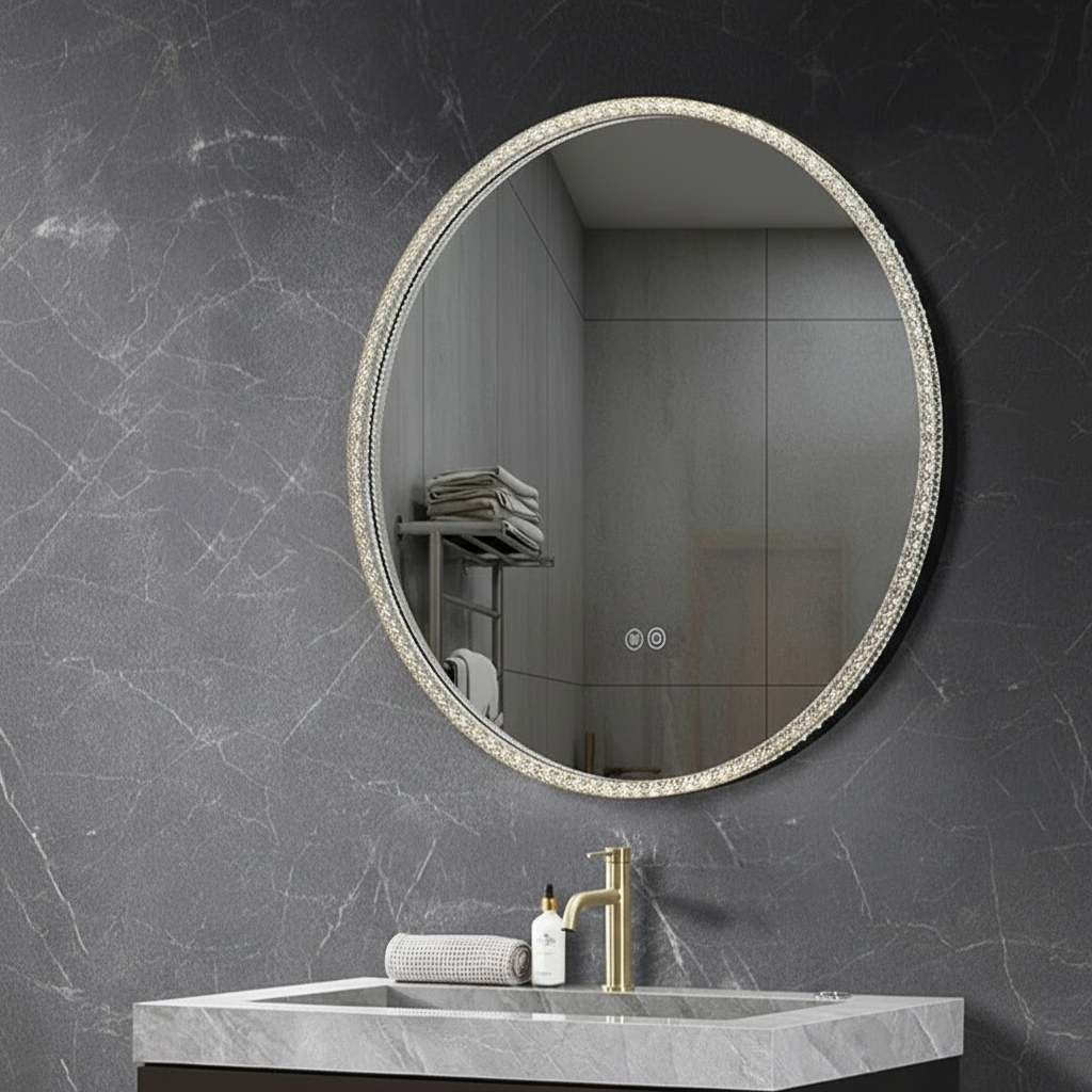 Oglinda LED LIMENA 80CM Functie Dezaburire, Ceas, Touch, Senzor Miscare, 3 Lumini